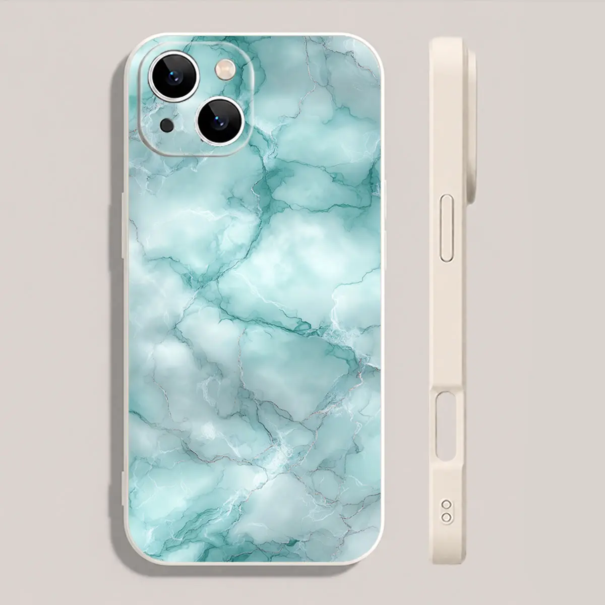 Aqua Blue Marble Texture Phone Case Ocean Stone Abstract Mineral Pattern Minimalist Style Soft TPU Cover for iPhone 17 16 15 14 13 12 11 X Plus Pro Max Marble Lover Gift