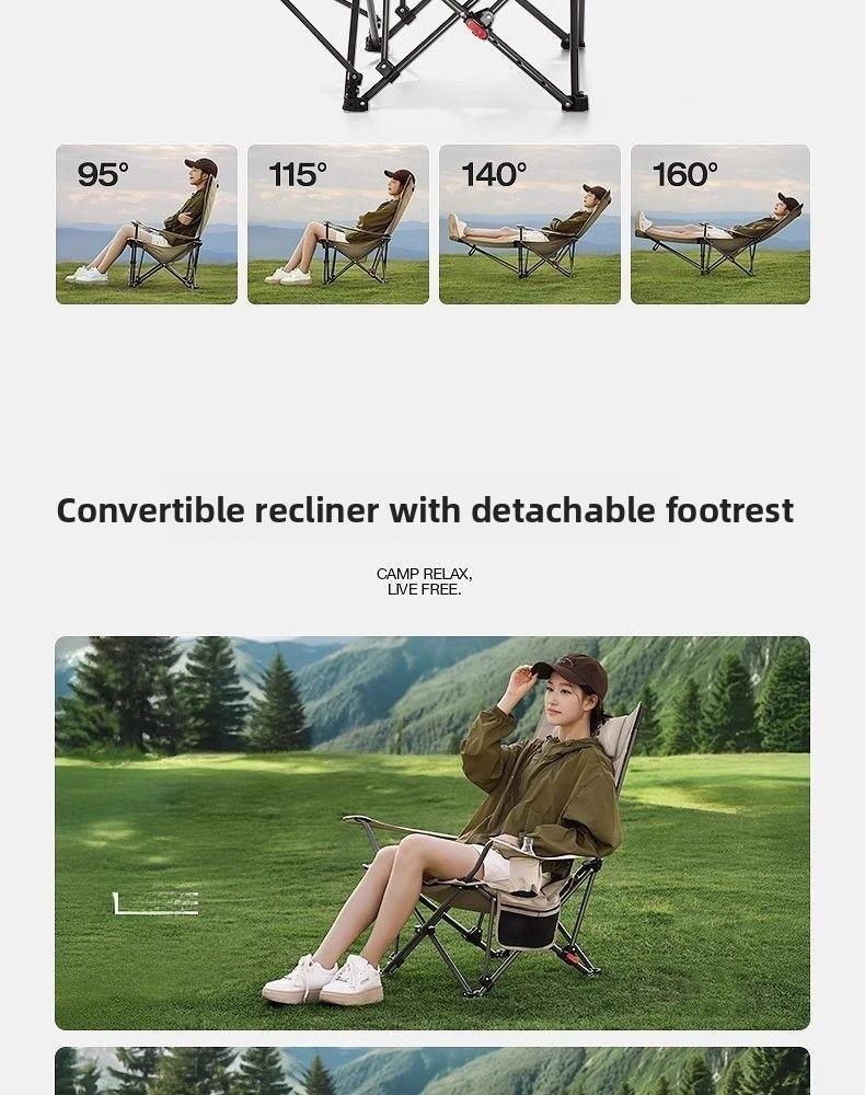 Foldable 4-Position Adjustable Lounge Chair with Armrests Thickened for Outdoor Indoor Use Portable Recliner for Camping Office Resting