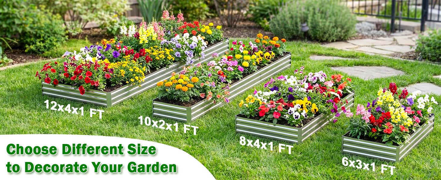 6x3x1FT Galvanized Raised Garden Bed Outdoor Patio, Large Rectangular Metal Planter Boxes,Plant Container Kit for Gardening, Vegetables, Flowers, Herbs,Silver,1 Pack