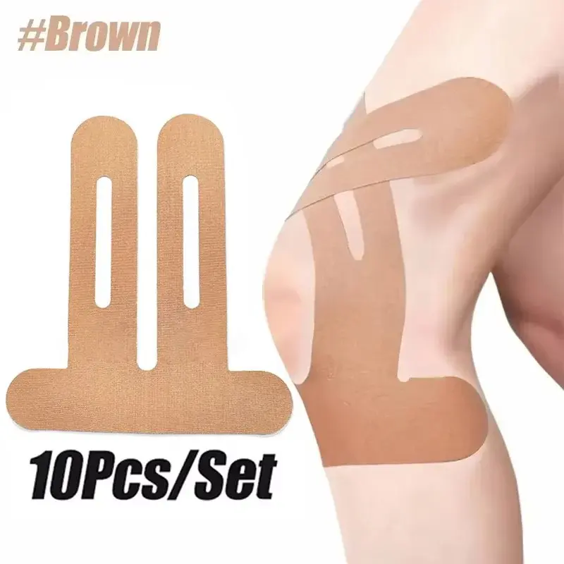 10 Pcs Pre-Cut Knee Support Patches, Knee Stabilizer, Knee Supporter, Waterproof Breathable Elastic Material, Running Sports Stabilization Tape, Comfortable and Durable