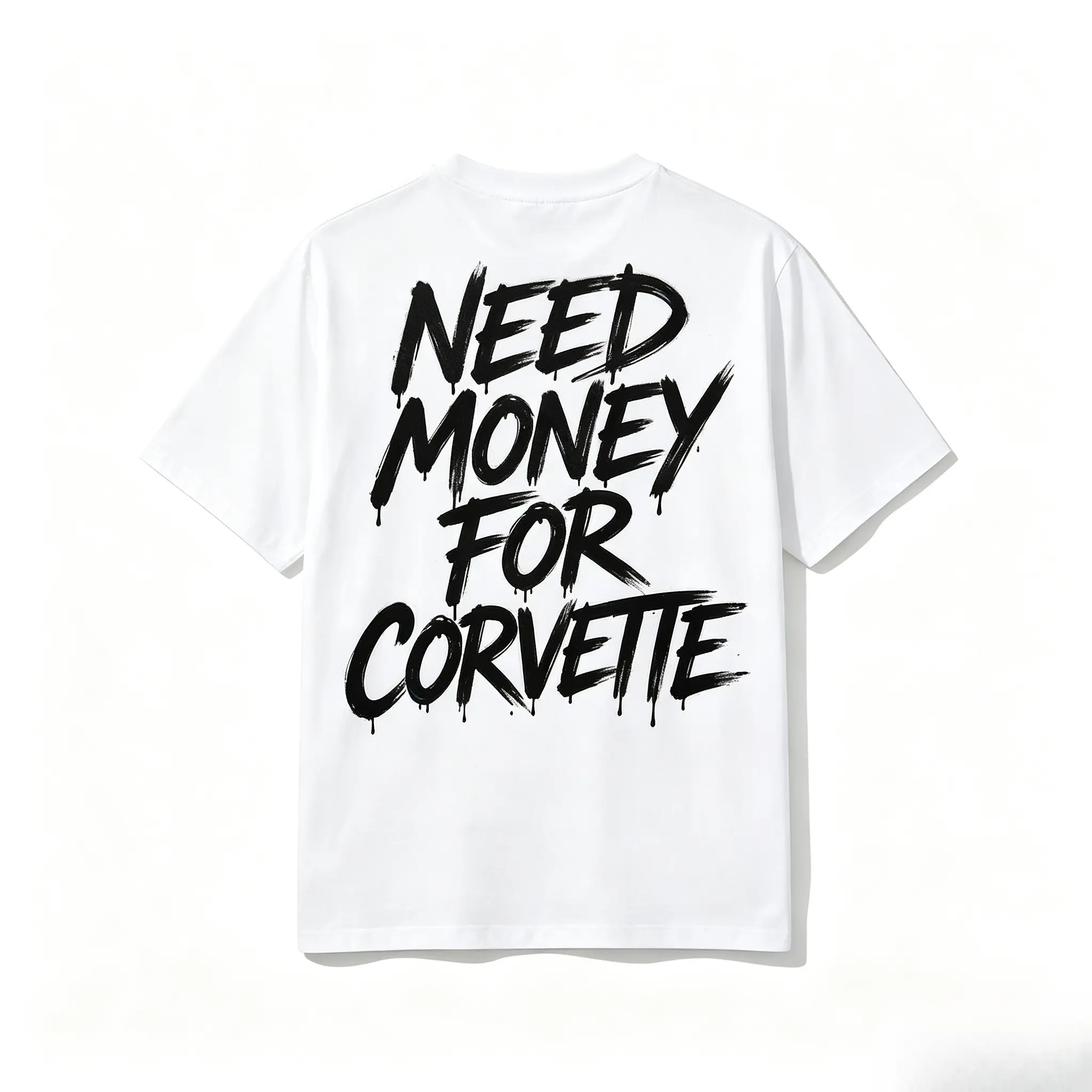 Need Money for C7 T-shirt, Funny Car Enthusiast Graphic with Graffiti Text, 2 Sides, Corvette Inspired Flag Logo, Soft Cotton Streetwear Tee for Men & Women, Streetwear, Graphic Tees, 4th July Outfit backtoschool