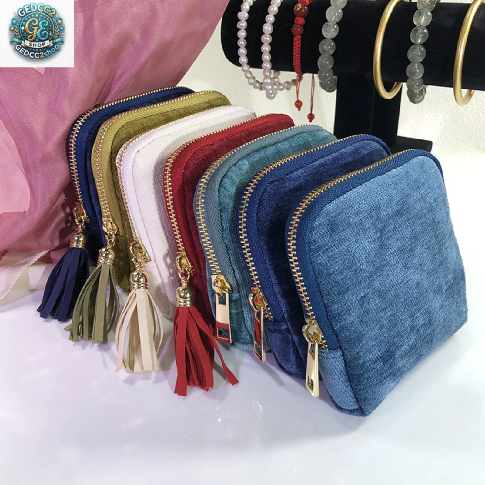 Portable Compact Jewelry Organizer Zippered Pouch - Tassel Puller Travel Ready Gym Bag for Rings, Earrings, Bracelets, Necklaces (Sports & Outdoor Accessory)