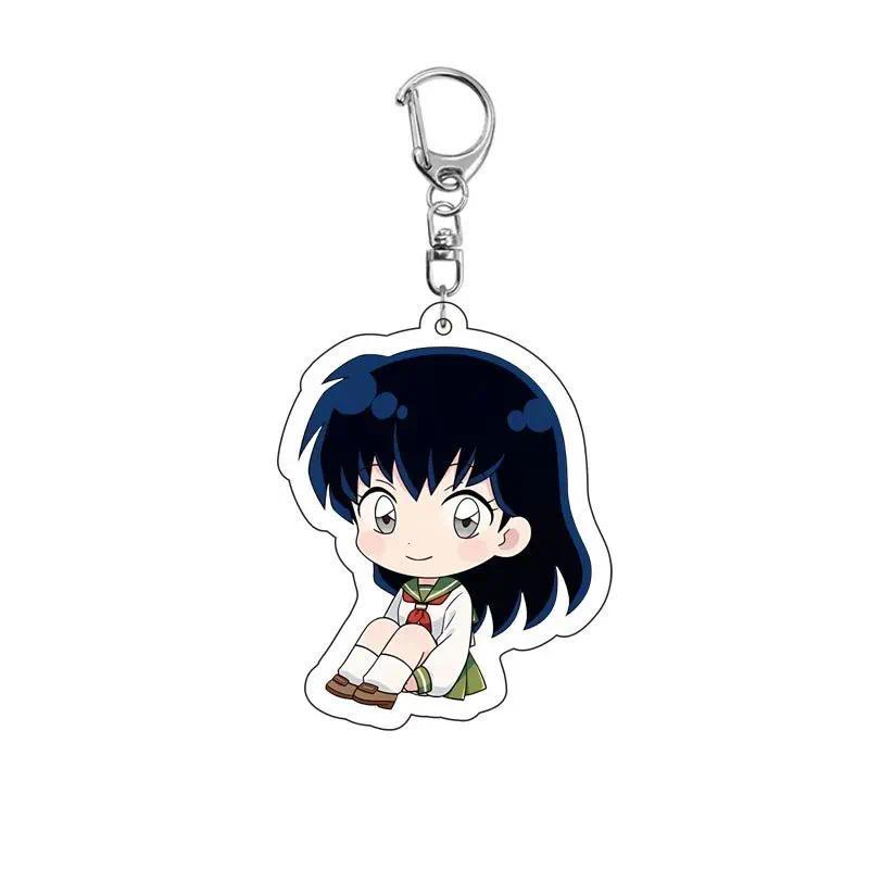 Fashion Anime Keychains Cartoon Figures Higurashi Kagome Sesshoumaru Miroku Acrylic Keyring Collection Accessories Gift