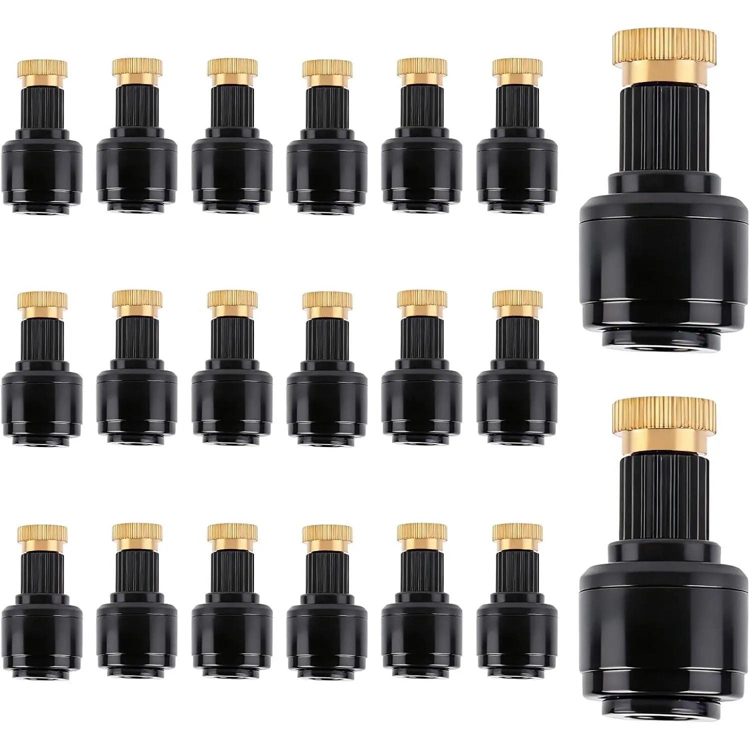 20PCS 1/4" Push-to-Fit Copper Atomizing Nozzle, Quick Connect Drip Irrigation Sprayer Micro Mist Sprinklers for Garden Cooling, Lawn, Vegetables, Greenhouse Irrigation System