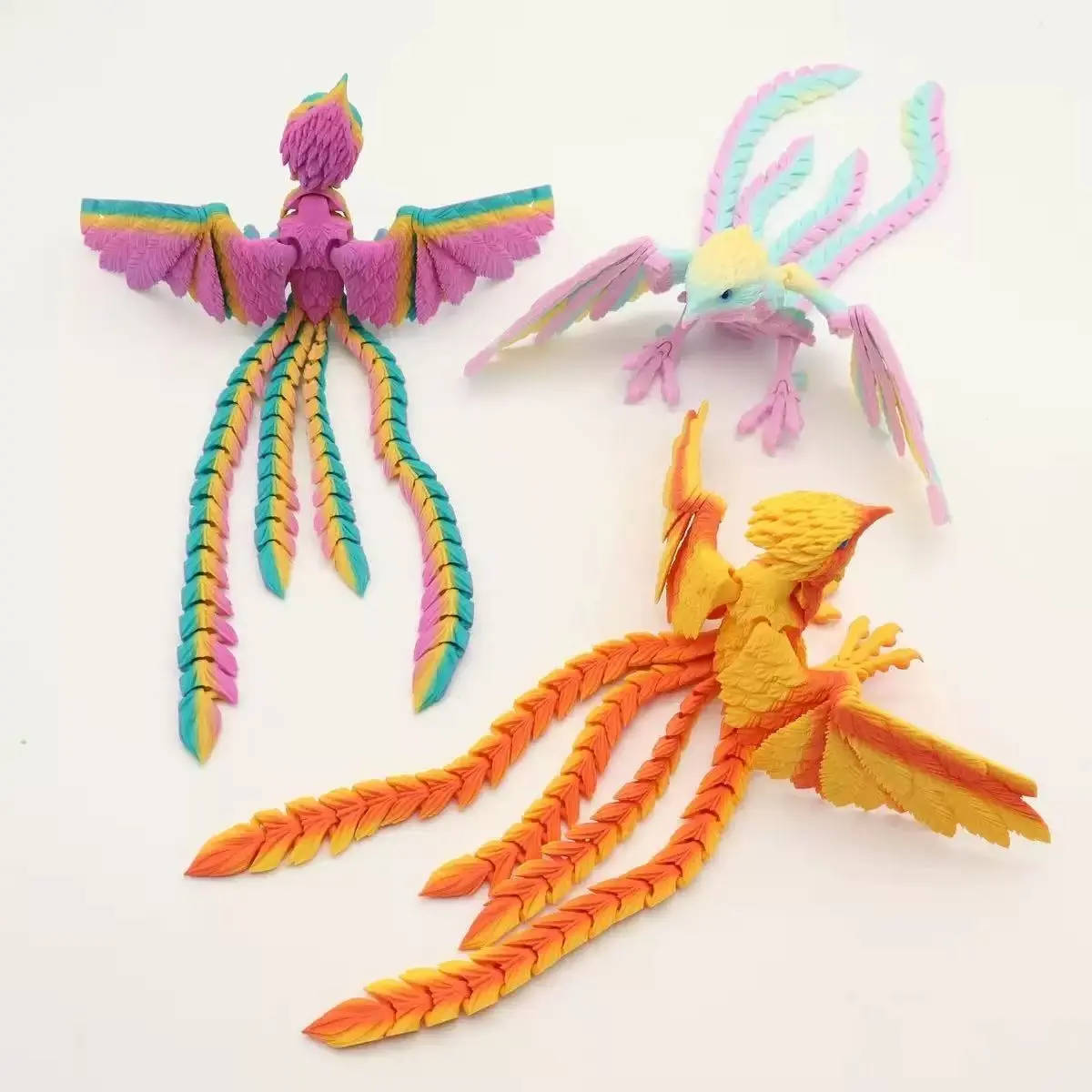 3D Printed Articulated Phoenix Fidget Toy, Movable Joints, Gradient Color, Flexible Poseable, Ornamental Fidget, Desk Decor, Stress Relief, Birthday Gift