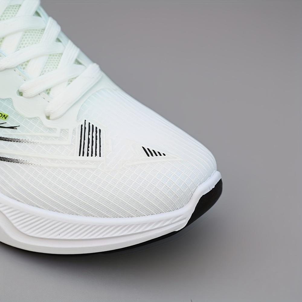 UYCEKK Men's White Low-Top Sneakers - Breathable Mesh Sneakers with Striped Sole & Minimalist, Lightweight for Running, Training, Gym - - Casual Wear, Lace-Up (Rubber Outsole) - Spring Summer