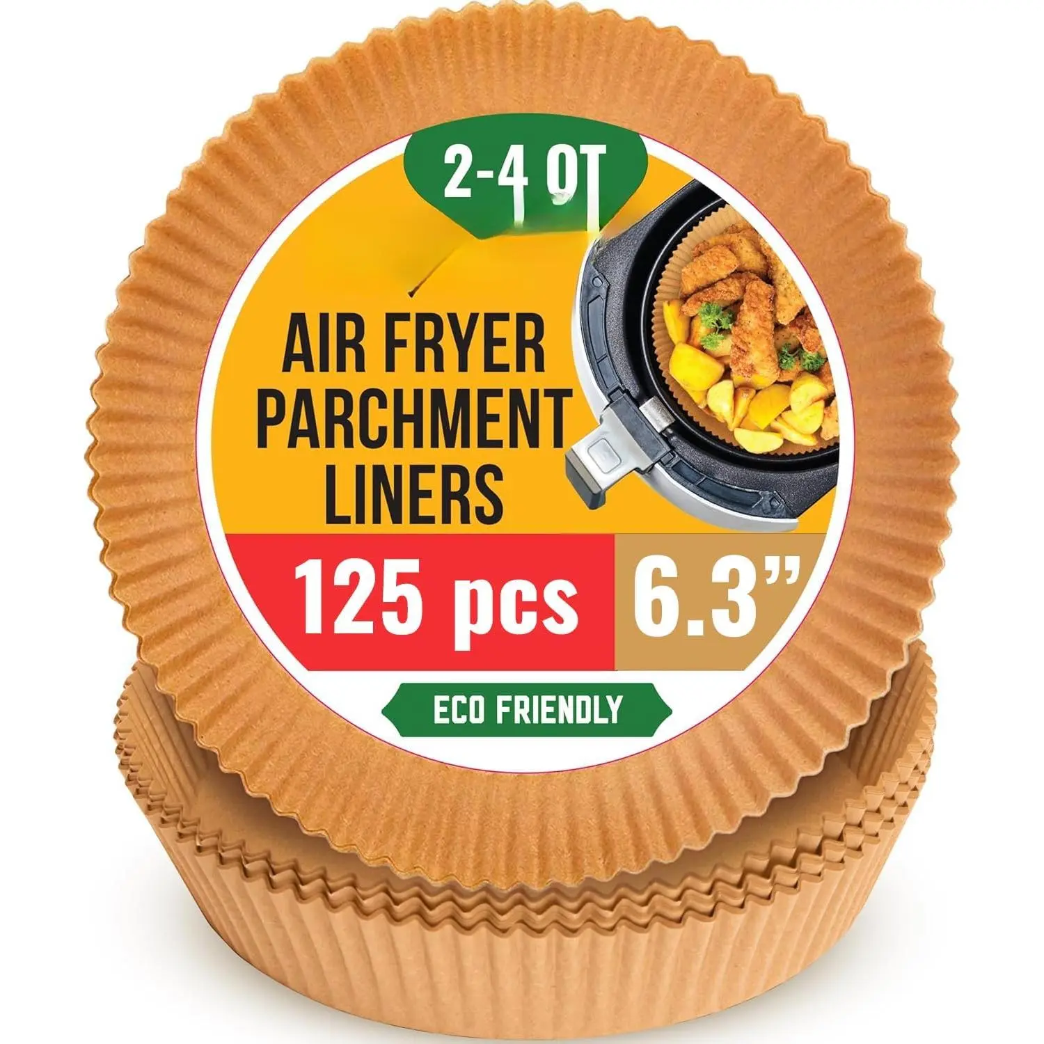 Air Fryer Paper Liners, 125Pcs Air Fryer Disposable Liners, Non-Stick and Oil Proof for Easy Cleanup, 8" Square for 5-8 qt Basket