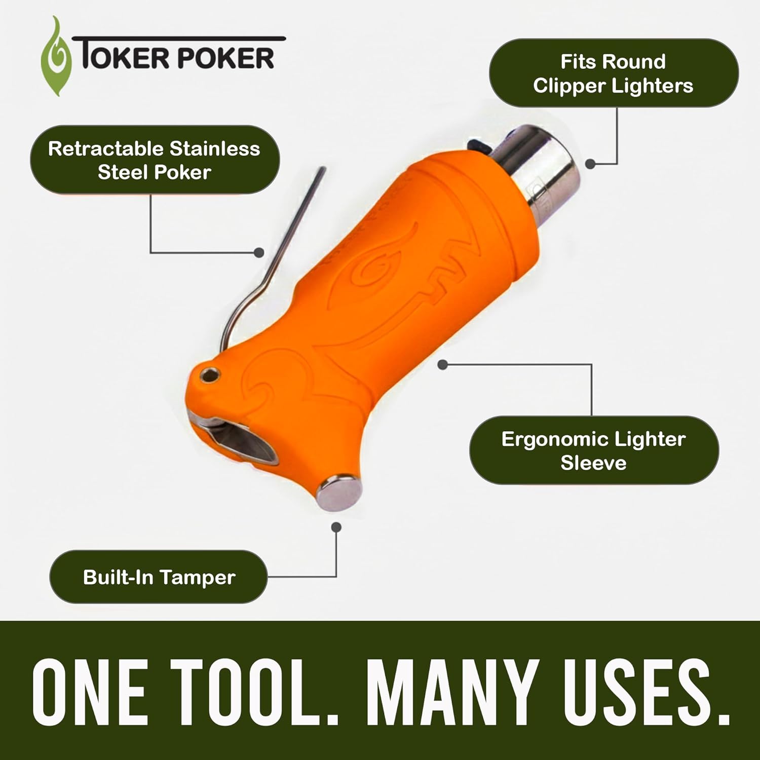 Toker Poker Clipper Lighter Case Orange All Inclusive Tool for Camping Hiking Outdoor Activities Portable Waterproof Lighter Holder Storage