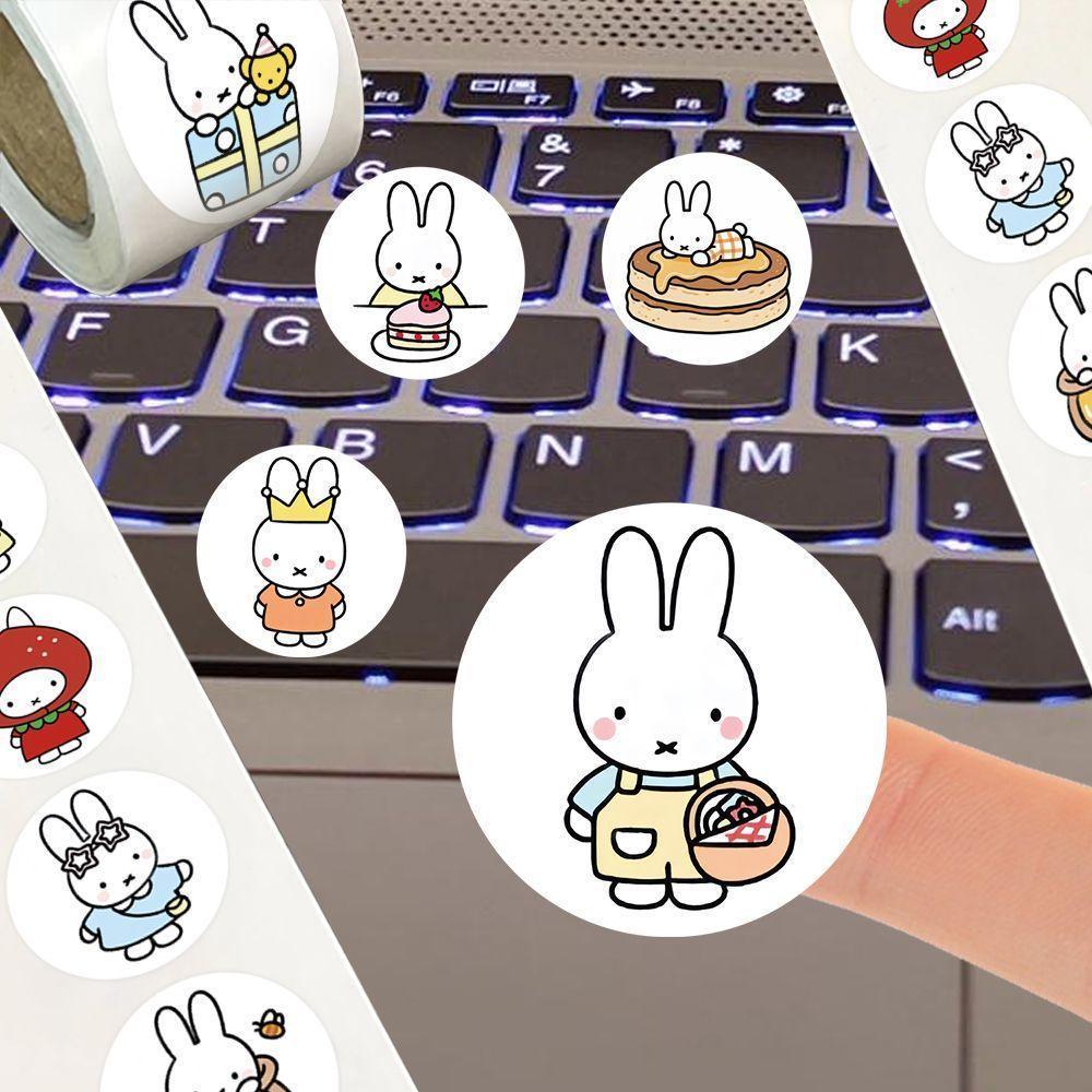 500Pcs Kawaii Miffy Rabbit Sticker Seal Sticker Cartoon Rabbit Roll Sticker Cartoon Ins-style Planner Decoration Gift