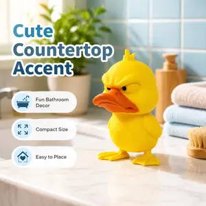 1 3D-printed cute duck figurine with wide-eyed expression; a charming, relaxed sitting duck statue—available in printed plastic. Perfect for home, office, Halloween, Christmas, Easter, Valentine’s Day, and Thanksgiving decorations.