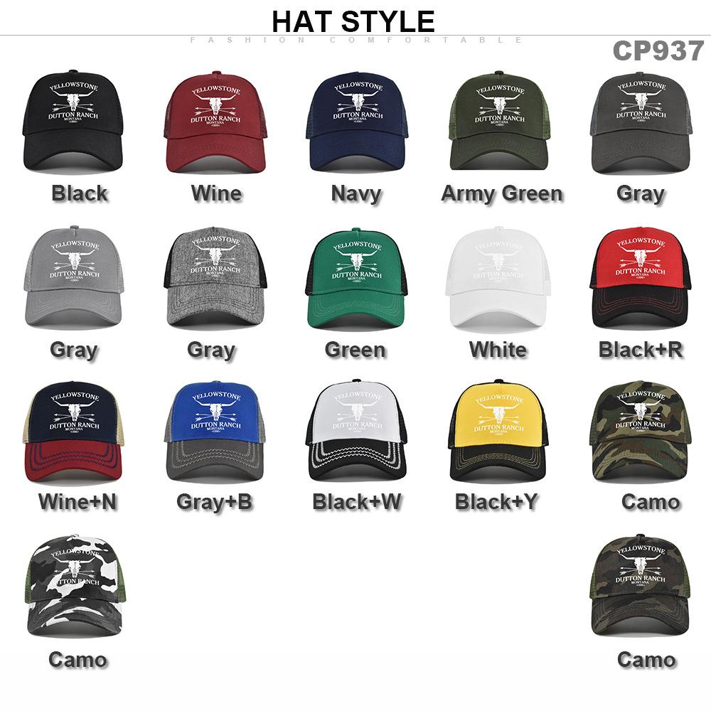 Cross-border Yellowstone baseball cap, silk-printed Yellowstone mesh cap, printed duckbill cap, unisex washable breathable sun hat