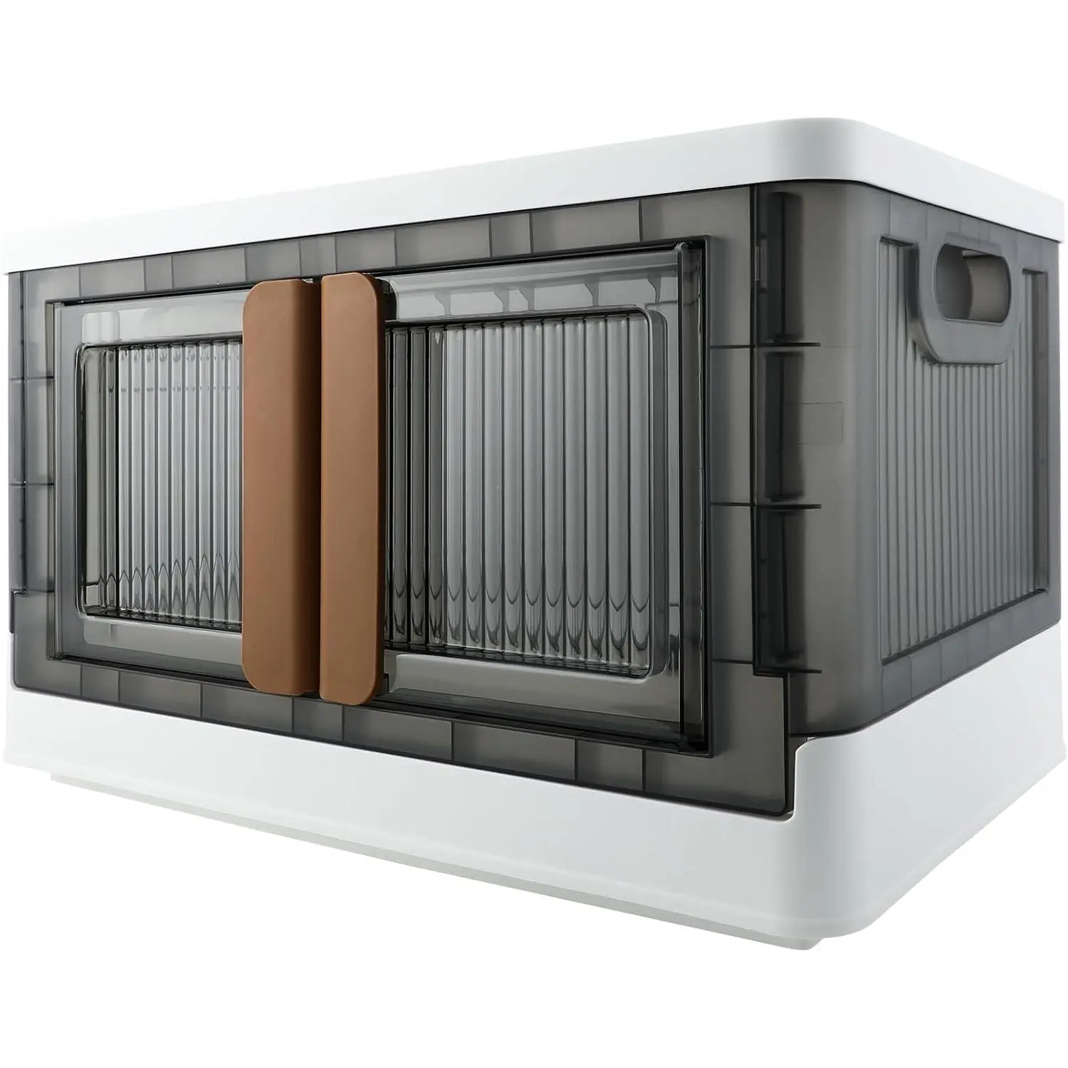 Storage Box, Cabinet with , 8.4 Gallon (32L) Capacity, With Double Door and Lock, Foldable, Plastic, Underbed or Countertop Use,  Organizer