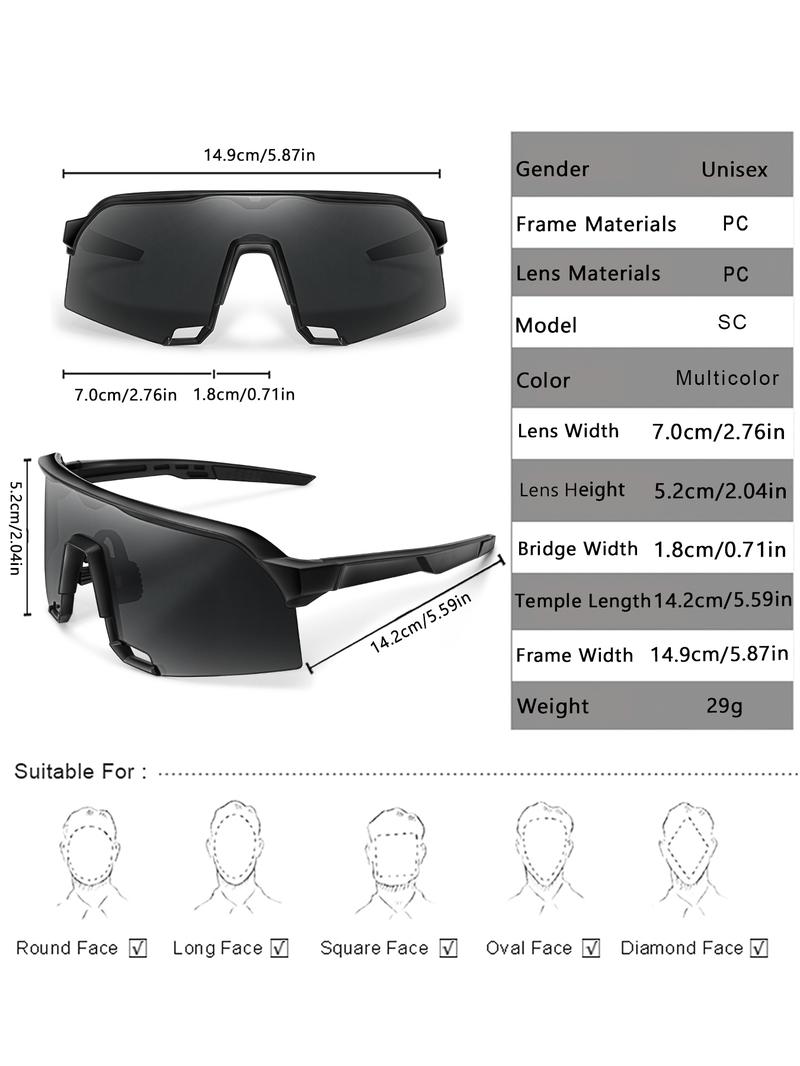 Unisex Sporty Flat Top Sunglasses, Trendy Casual Sunglasses for Everyday Use, Fashion Accessories for Outdoor Activities, Sports Outdoor Sunglasses