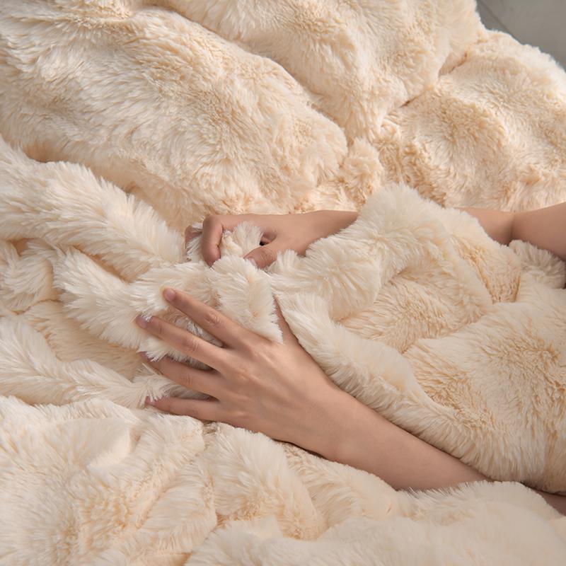 Solid Color Fuzzy Decorative Duvet Cover Set without Filler, 3 Counts/set Including 1 Duvet Cover & 1/2 Pillowcases, Soft Furnishings, Soft Comfortable Bedding Set for Bedroom Sofa Home