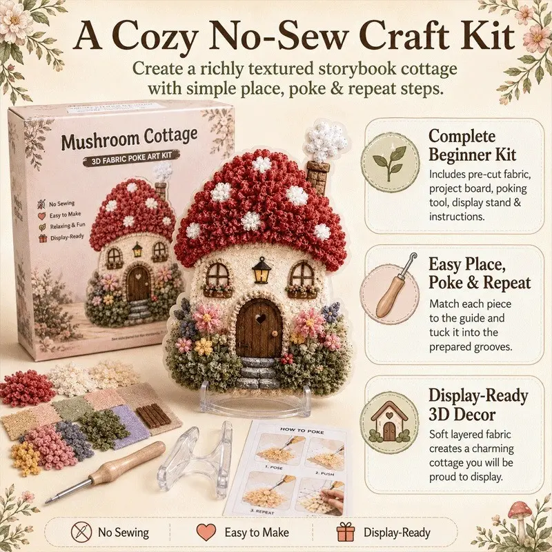 Handmade DIY Fabric Poke Art Kit, 3D Village Craft Supplies, Creative Textile Decoration Set, Model Xinghao 123456 Series