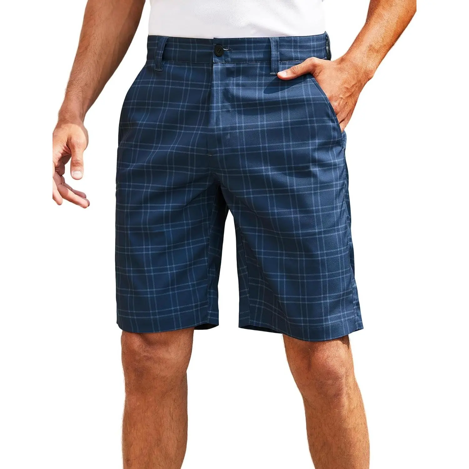 Men's Golf Hybrid Dress Shorts Stretch Flat Front Quick Dry 10” Inseam | Lightweight Performance Regular Fit Multiple Pockets Machine Washable for Effortless Care