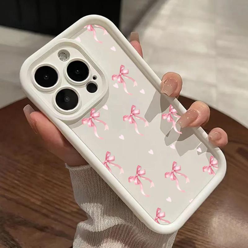 Bow Pattern TPU Phone Case for iPhone 17 16 15 14 Pro Max 13 12 11 XR XS Air Plus Shockproof Full Camera Protection Durable slim Silicone Cover Cellphone Protective
