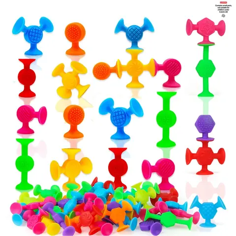 Random Color Suction Cup Building Toy, 100pcs Colorful Stacking Game Tower Stack Game Sensory Toy for Color Cognition, Creative Birthday Gifts, Silicone Stacking Cups, Stem Building Blocks, Block Set