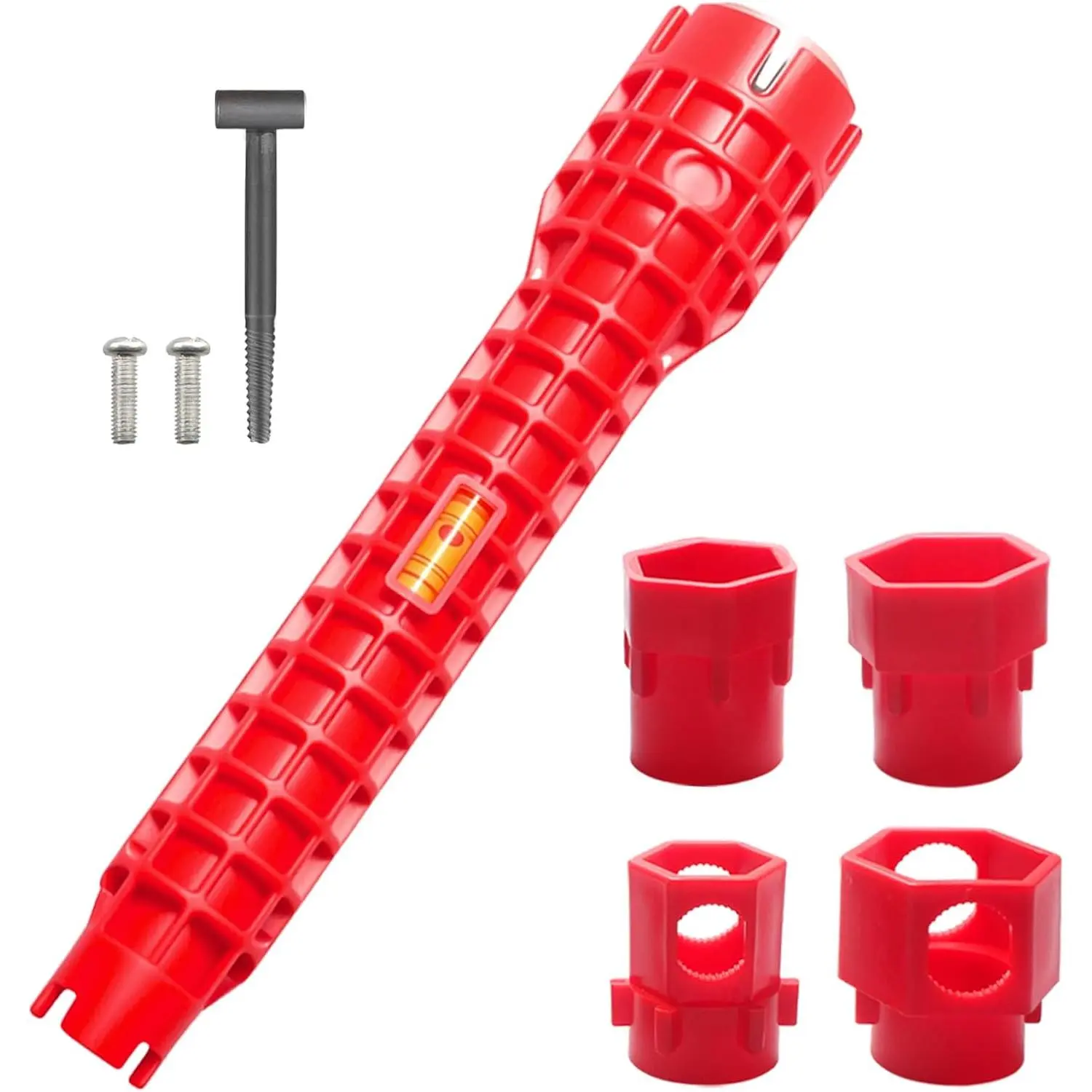 14-in-1 Multifunctional Wrench Faucet Sink Install Tool for Toilets/Kitchen | Wrench Faucet Sink Installer Tool, Red Plumbers Wrench for Pipes Wrench under Bathrooms, Toilets, Kitchens, Sinks