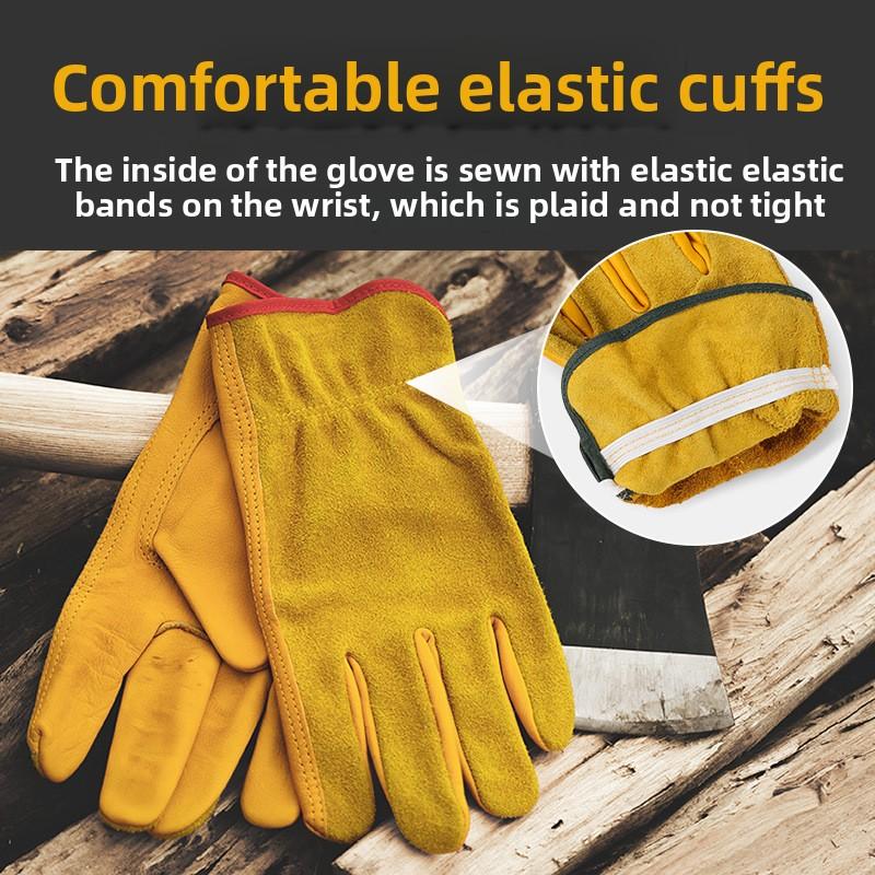Touch screen gardening garden gloves stab-resistant wear-resistant outdoor camping protective cowhide gloves welder labor insurance gloves
