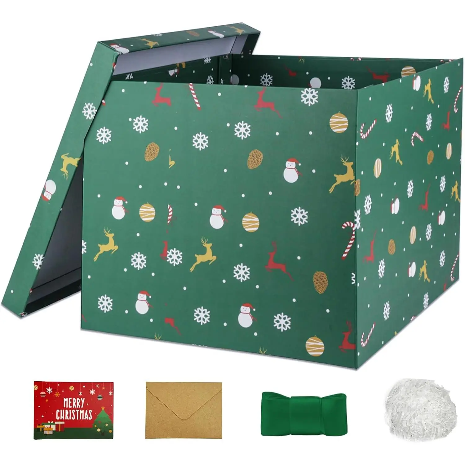Large  Box 12x12x10Inches,Christmas  Boxes for presents,Present box, Packaging for Christmas.(Green)