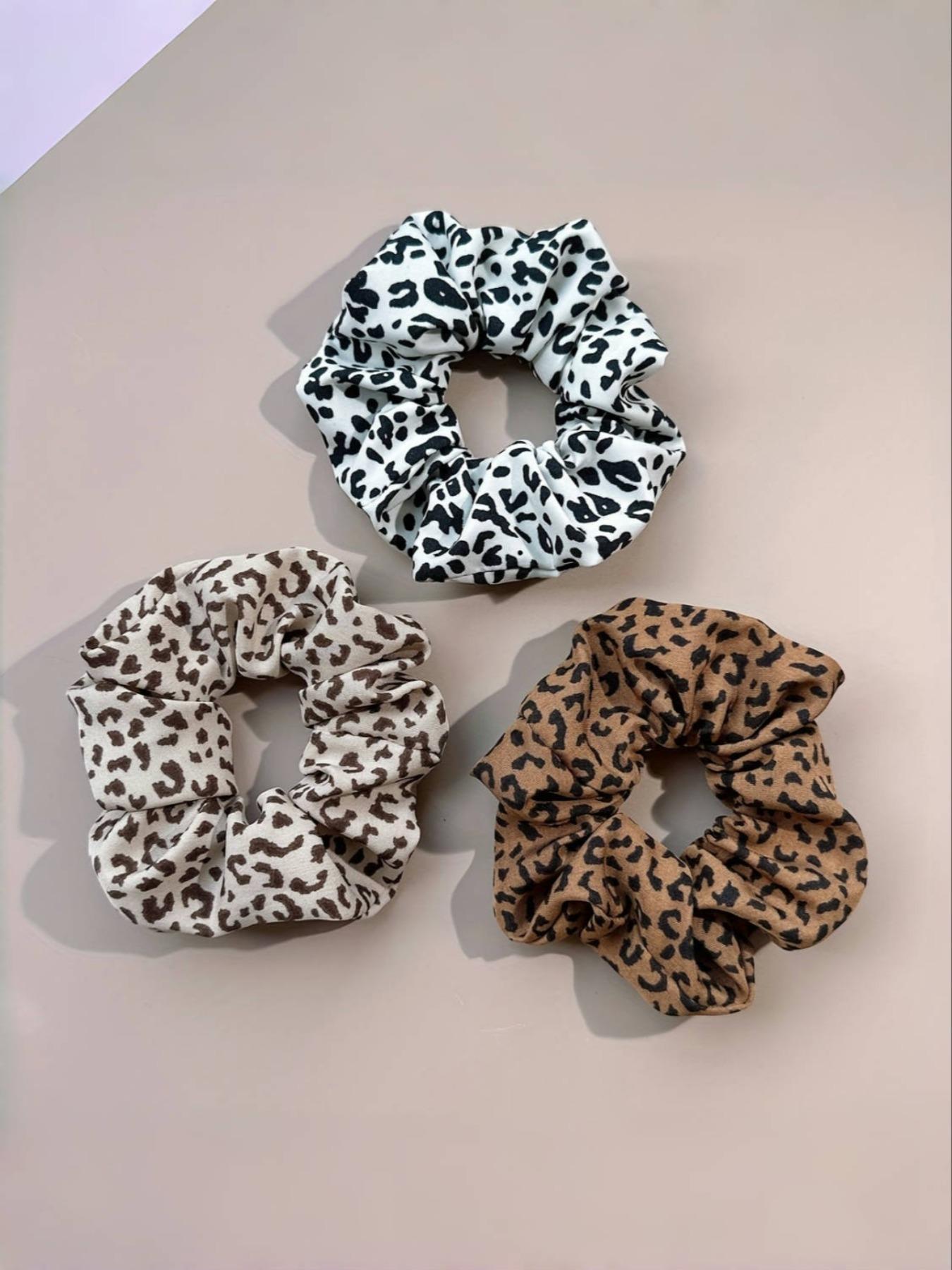 Leopard Pattern Hair Scrunchies, Casual Versatile Hair Accessories for ...