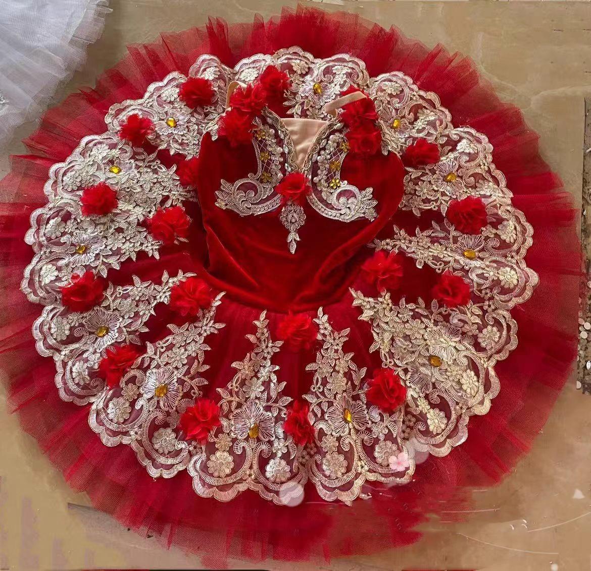 Girls' Ballet Dance Leotard Tutu Dress - Women' Princess Performance Costume with Lace & Tulle Skirt for Dance Recital Halloween, Birthday Party