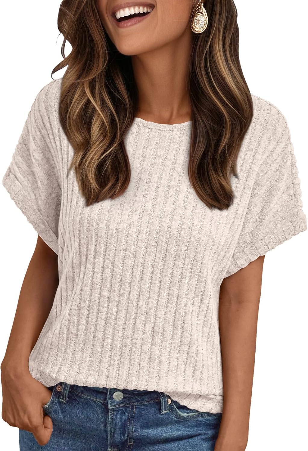 Women Short Sleeve T Shirt Summer Sweater Dressy Casual Blouse Business Top Work Clothing