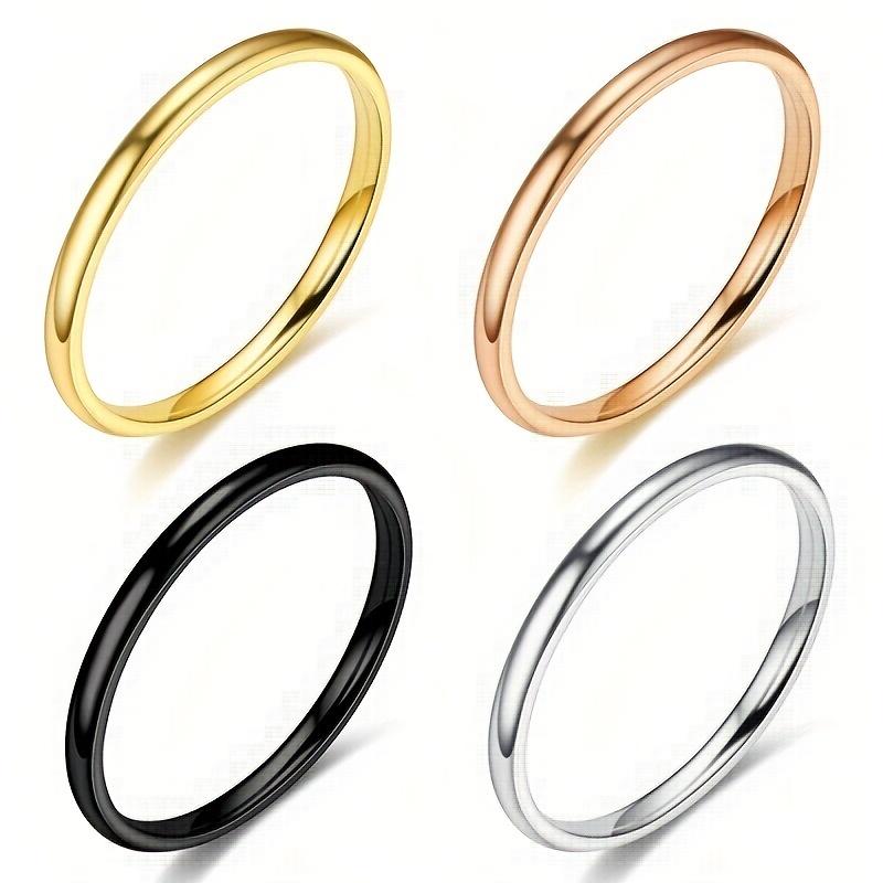 2MM Smooth Ball Bead Ring - Premium Stainless Steel Minimalist Stacking Band, High Polish Chic Finger Accessory, Waterproof & Durable for Daily Wear
