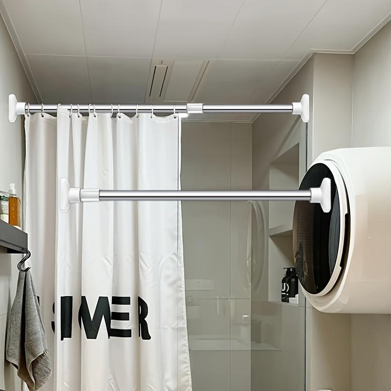 Telescopic Metal Closet Rod, 1 Count Plastic Clothes Drying Rack, Durable Punch-free Curtains Rack, Multi-purpose Hanging Rack for Living Room, Laundry, Balcony, Durable Sturdy Rack