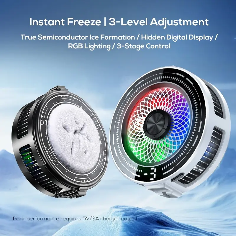 Honeycomb RGB Magnetic Phone Cooler, Side Temperature Screen, Low-Noise Multi-Gear Refrigeration, Ideal for Mobile Gaming & Esports, Cellphone Cooler