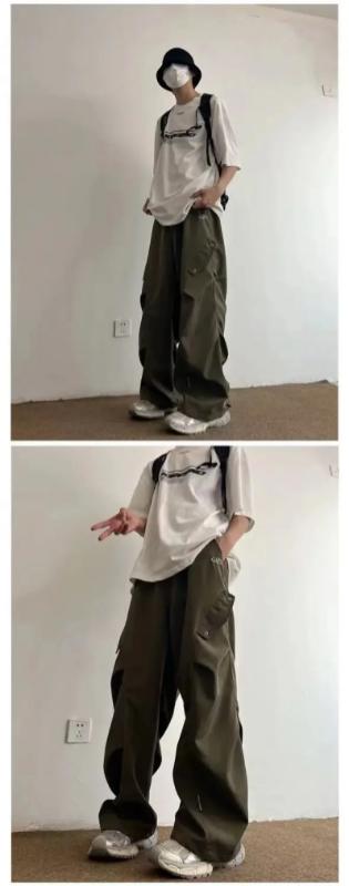 Kyn Apparel  Parachute Cargo Pants Men Hip Hop Wide Leg Trousers Male Quick Drying Hip Hop