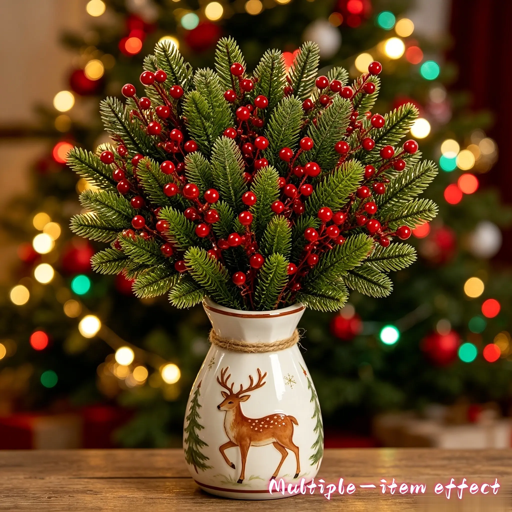 100-Piece Artificial Eucalyptus Bouquet Set, Christmas Decor, Year-Round Placement, Perfect for Holidays, No Vase Included