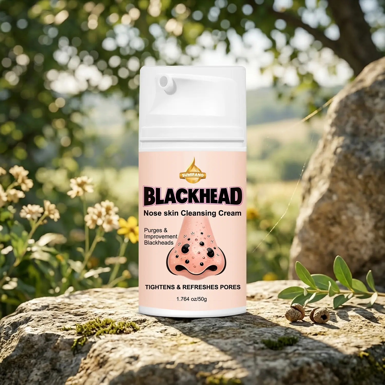 Blackhead Nose Skin Cleansing Cream, creamy texture easy for massage, Purges deeply unclog pores dissolve grease & blackheads, gently improve strawberry nose, tighten large pores, smooth rough nose skin, daily nose care for oily blackhead-prone skin