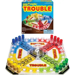 Classic Trouble Games USA, with Retro Artwork and Pop-o-Matic Popper, Designed for Kids, Ages 5+ Perfect for an Indoor Interactive Activity, 16 Playing Pegs