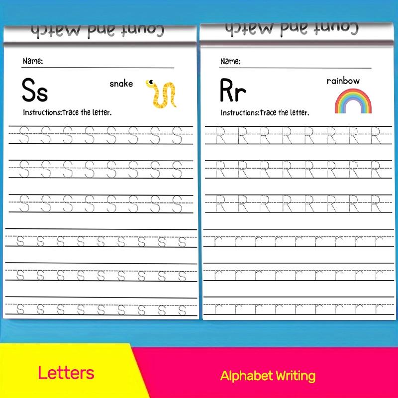 64 Pages Alphabet Practice Book with Cute Cartoon Patterns, Learning Aid for Kids, Engaging Children, Fun Writing Activities, Handwriting Exercises & Durable Paper, Letter Tracing, Ideal Back to School Gift