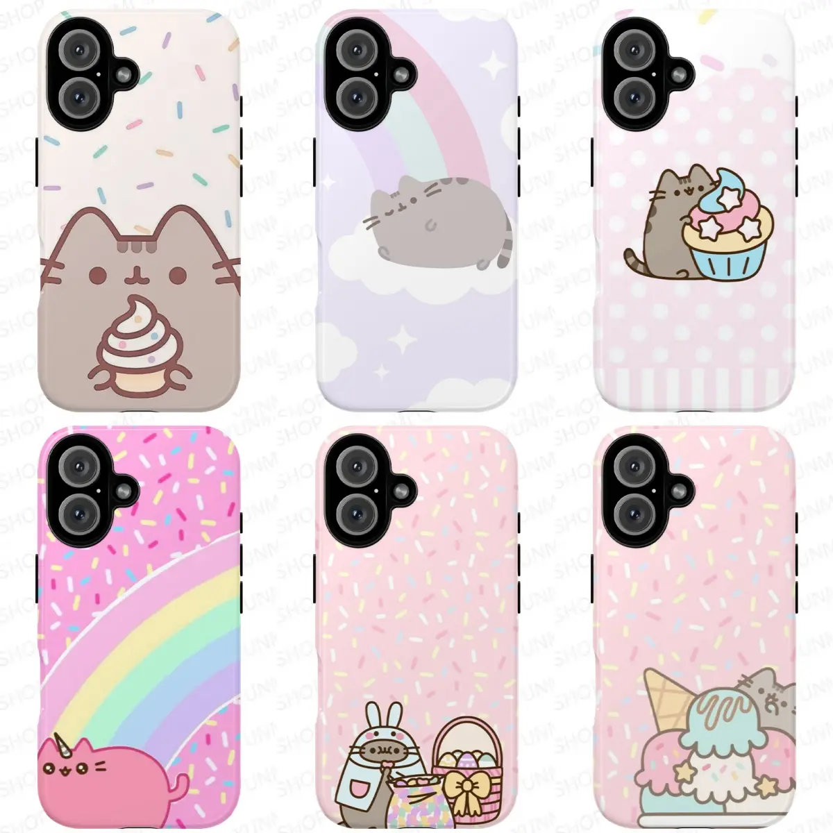 P.usheen Sweet Cupcake Style | Ice Cream Cone & Pastel Sprinkles Pattern Graphic | Kawaii Cute Dessert Aesthetic Phone Shell | for iPhone 17/16/15/14/13/12/11ProMax Plus for Samsung phones, suitable for both men and women, Perfect Gift for Women Men.A gif