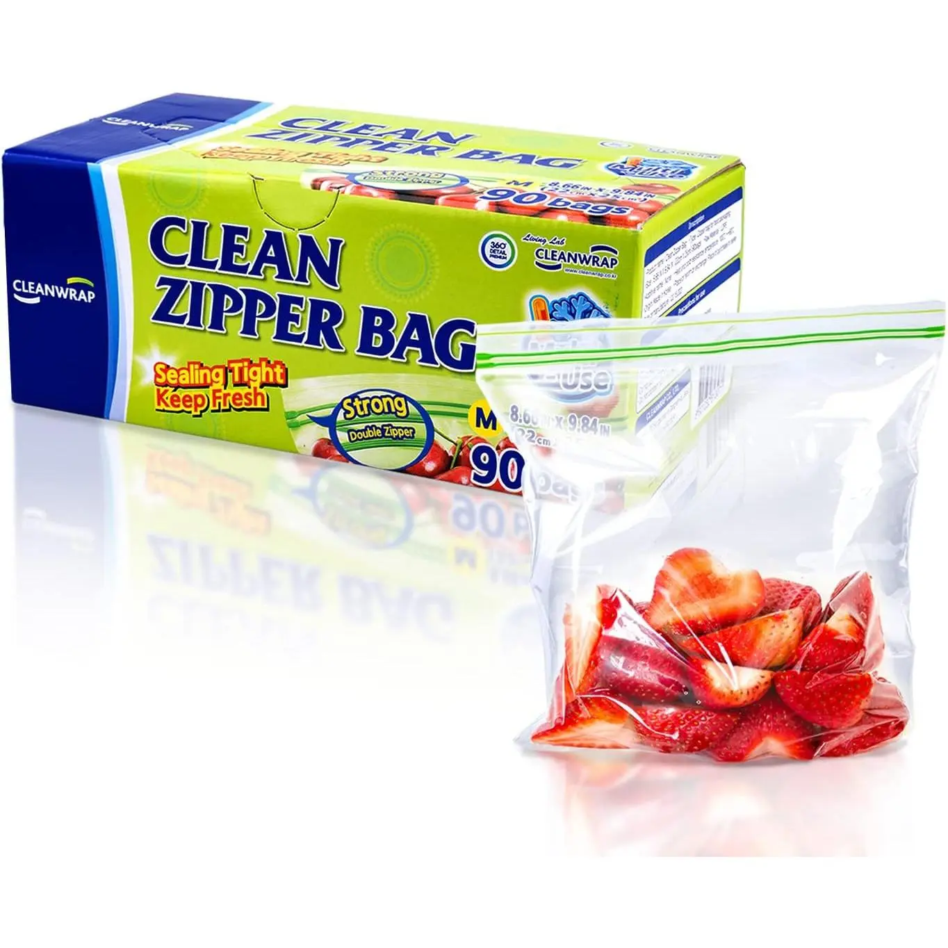 Clean Zipper Bag Medium 90 Bags, LDPE, ,  Storage Bags, Freezer Bags