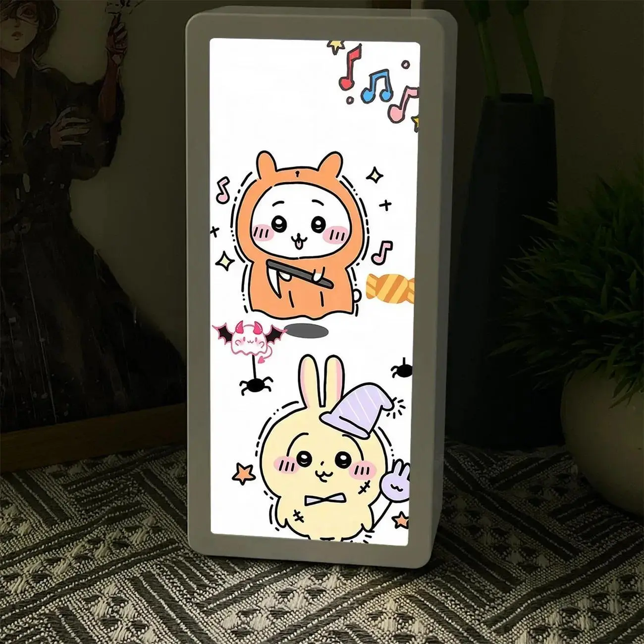 Chiikawa Usagi LED Night Light Cute Anime Character Printed Bedside Lamp Soft Glow Table Lamp For Bedroom Decor Night Lamp