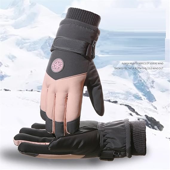 Ski Gloves For Outdoor Use, Unisex, Windproof, Fleece-Lined, Thickened For Warmth, Water-Repellent, Touchscreen-Compatible Cycling Gloves.