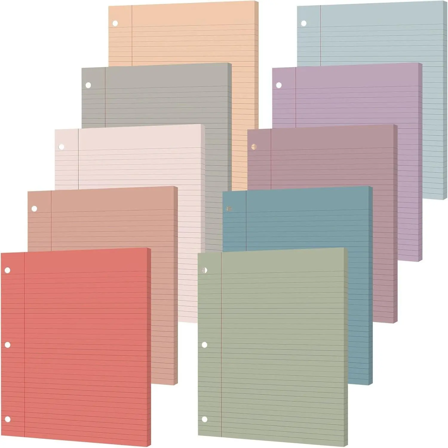 Vintage 100-Sheet College Ruled Refills Pack, 8"x10.5" Colored Thick Loose Leaf Binder Paper, 3-Hole Punched Lined Inserts for 3-Ring Binders Notebooks Planners - School Office Writing Gift