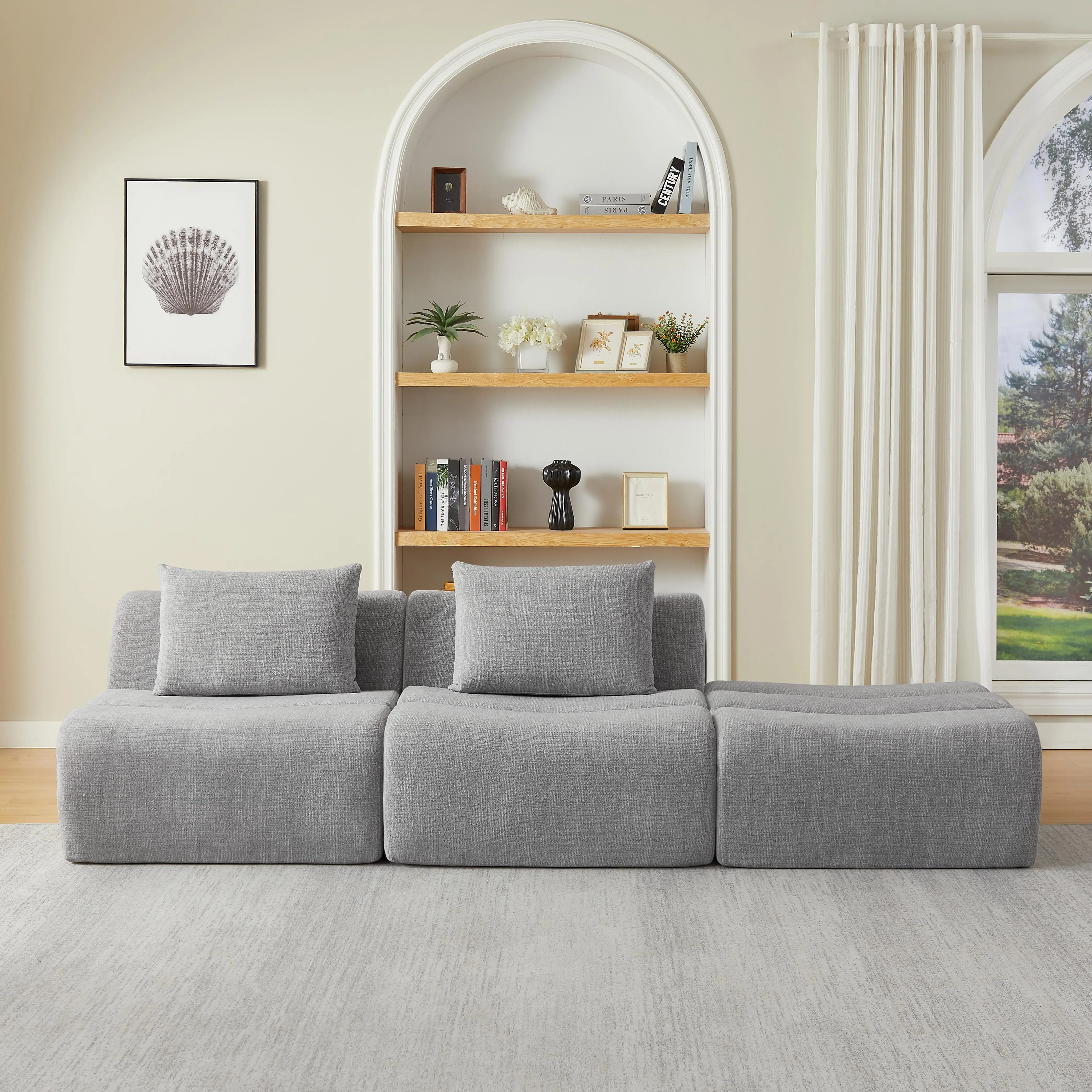 ARCH Oversized 3 Seater Compressed Sofa with Chenille Fabric No Assembly Needed Space Saving for Living Room Apartment Small Space Easy Setup Cozy Couch, Living Room Furniture for Apartment, Lounge, Family Room, Office and Home Seating