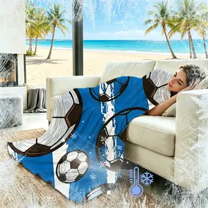 1Pc Cool Soccer Print Q-MAX>0.3 Cooling Blanket, Cool Breathable for Students Office Workers AC Room Nap