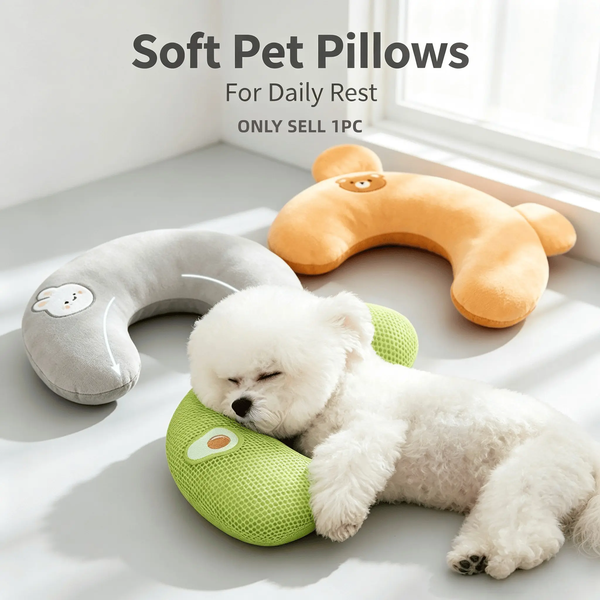 1 pet obsession, soothing dog and cat cushions, soft and fluffy dog bed cushions, U-shaped anxiety-relieving dog neck cushions, pet comfort toys, which help relieve joint pain and improve sleep quality