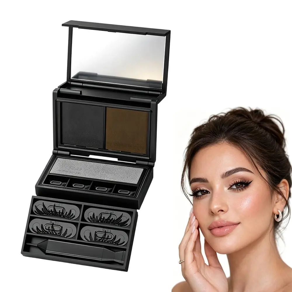 3-In-1 Lower Lash & Wing Eyeliner Stamp Set, 13pcs Makeup Kit, Nude Dot Pen, Smudge Proof Waterproof Liner, Portable Storage Case for Beginners