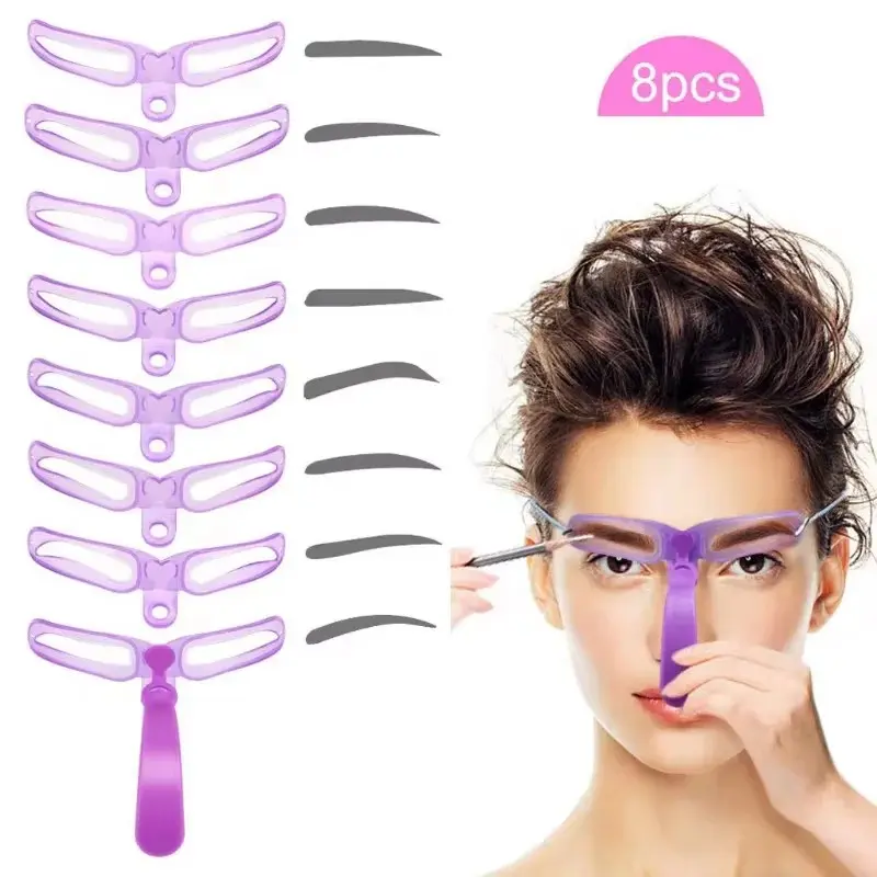 8-in-1 Eyebrow Shaping Stencil Set | DIY Brow Guide Card, 8 Styles to Choose, Precise & Symmetrical, Beginner-Friendly, Portable & Washable, Eyebrow Stencils
