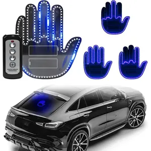 Hand Gesture Light with Remote, Red LED Finger Funny Window Sign Light Accessories for   (Blue)
