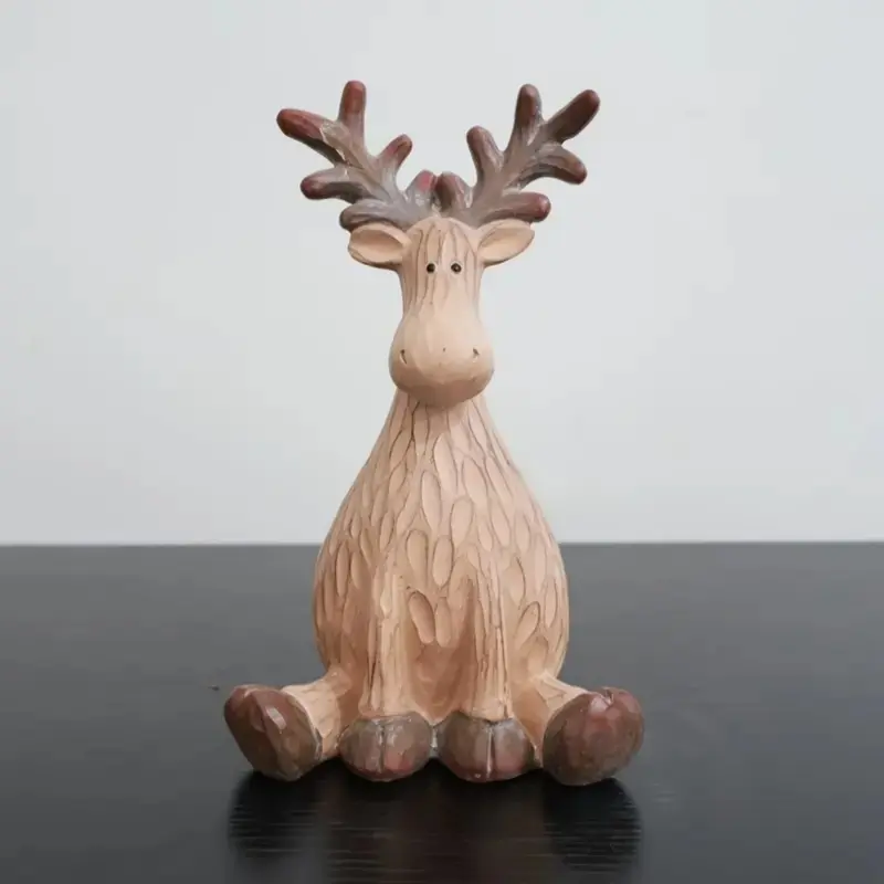 Resin Reindeer Ornament with Bristles, Cartoon Style Christmas Decor, Detailed Craftsmanship, Perfect for Home & Gifts, Ornaments Decor