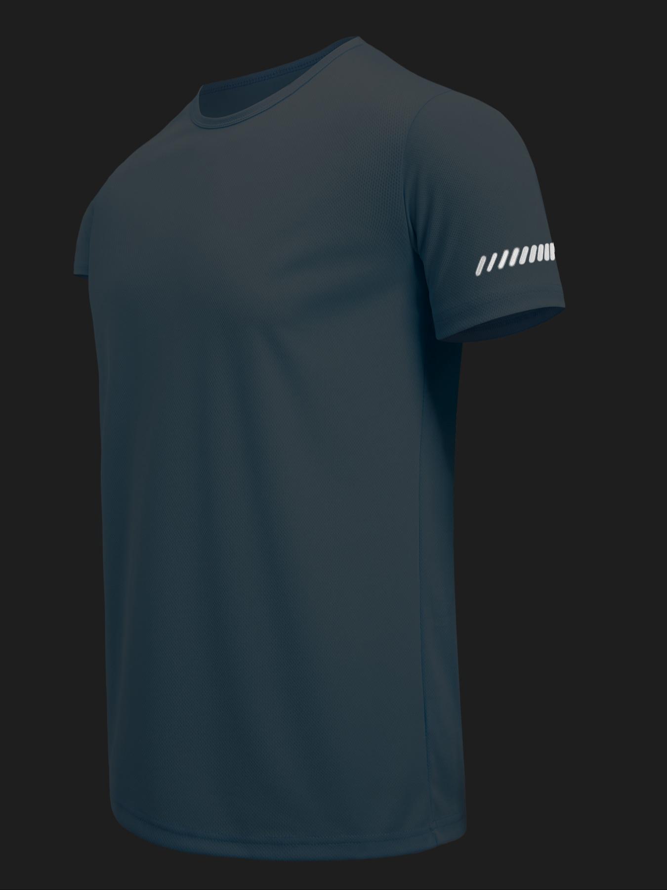 Men's Short Sleeve Sports Tee, Breathable Quick Drying Round Neck T-shirt, Casual Sporty Top for Gym Workout Running Cycling Fishing Activewear