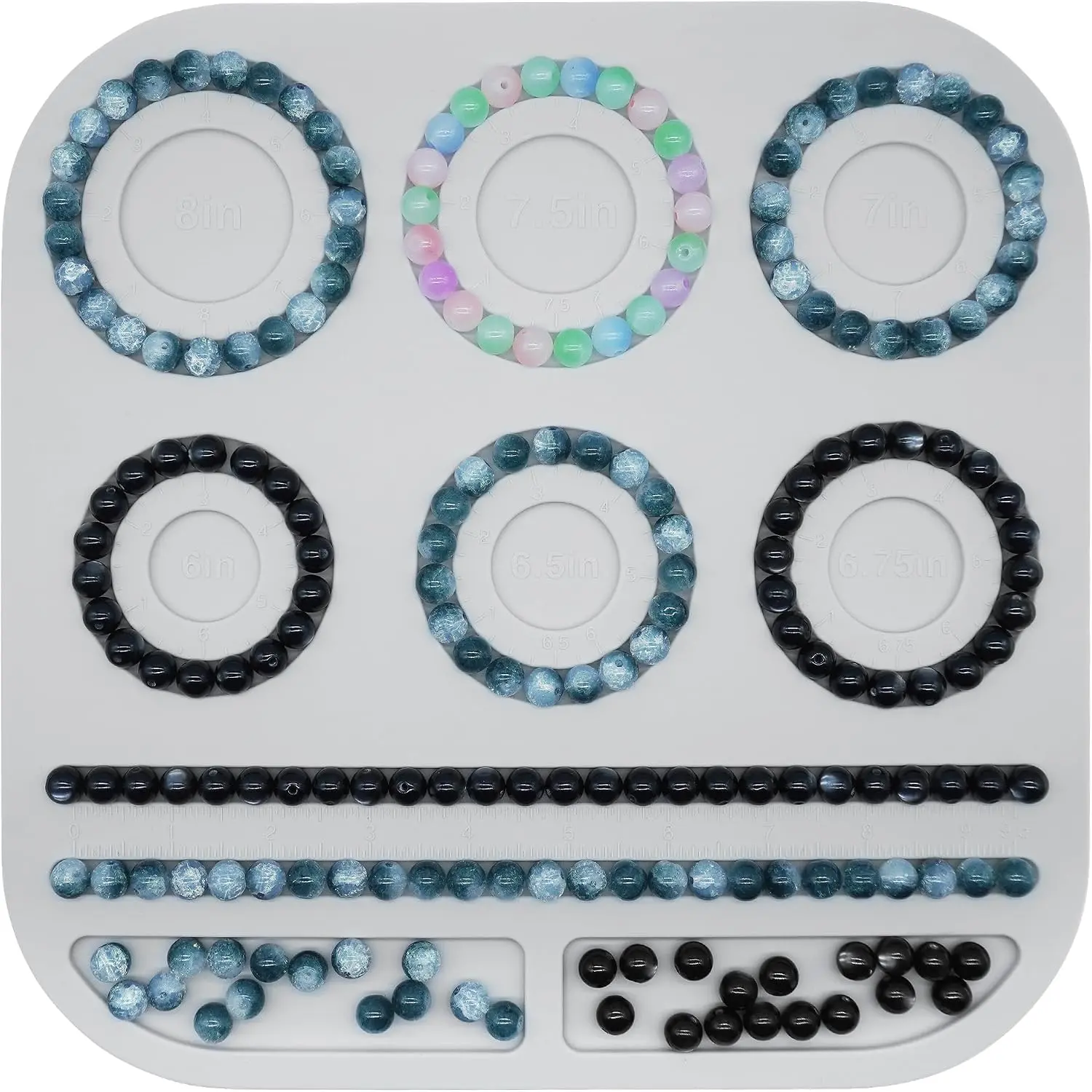 Bead Board for  Making, Foldable Portable  Beading Board for  Bracelet Making, DIY Bracelet Bead Board,  Making Supplies,Bead Tray 6.75" to 8", Gray